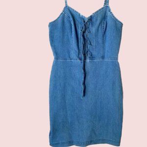 Medium Form Fitting Bodycon Denim Dress